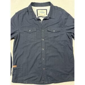 California Cowboy High Sierra Lined Flannel Shirt Jacket Men XL Navy Apres Ski